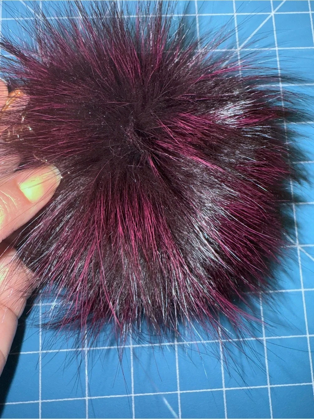 Michael Kors Fox Fur Key Chain- Deep Plum